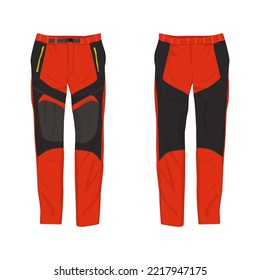 Mountain Pants Mockup. Waterproof Pants. Parachute Pants. Vector Illustration