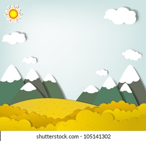 Mountain paper cut art landscape