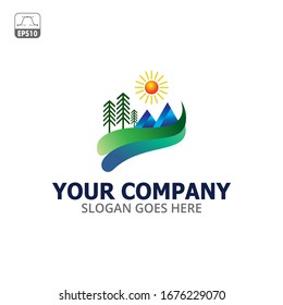 mountain and park logos - design vector