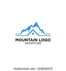 mountain park or mountain view logo template, mountain with home design