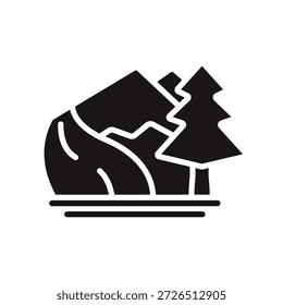 montanha passar ícones minimalista estilo plano design, montanha passar Vetor ilustração no fundo branco