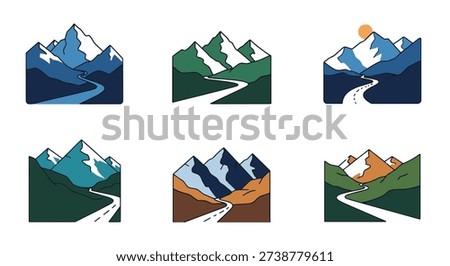 Mountain Passes Line minimal elegant tone vector