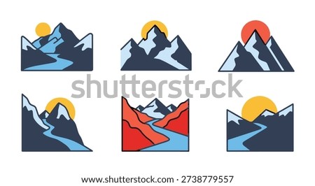 Mountain Passes Line modern soft color vector