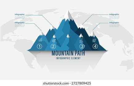 Caminos de montaña Diseño de infografía. Concepto de negocios y finanzas. Diseño plano de Ilustración vectorial.