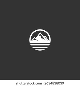 Mountain peak above water emblem design