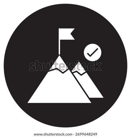 Mountain Peak Achievement Icon, Summit Success Achievement, Peak Performance Award, Goal Reached Milestone, Triumph Mountain Victory, vector