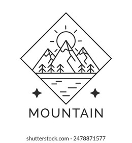 Mountain Peak Adventure Logo, Adventure Badge, Camping Logo with Mountain