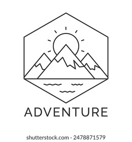 Mountain Peak Adventure Logo, Adventure Badge, Camping Logo with Mountain