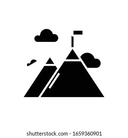 Mountain peak black icon, concept illustration, vector flat symbol, glyph sign.