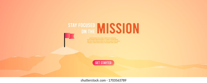 Mountain peak. Business concept of goal achievement or success. Flat style vector illustration