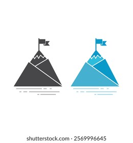 Mountain Peak Business Icon Set Vector Design.