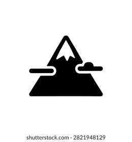 Mountain Peak with Cloud Solid Icon for High Altitude Nature Landscape