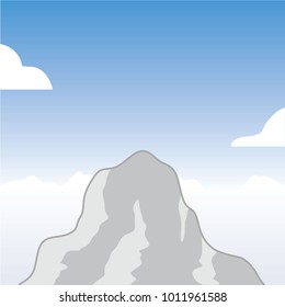 mountain peak, clouds and blue sky 