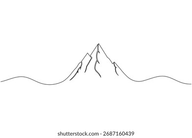 Mountain peak continuous one line drawing minimalist nature landscape illustration