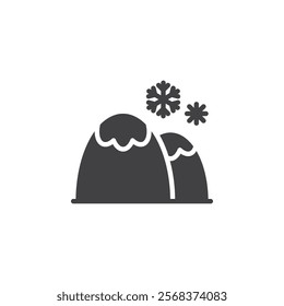 Mountain peak covered in snow vector icon. filled flat sign for mobile concept and web design. Snow Capped Mountain glyph icon. Symbol, logo illustration. Vector graphics