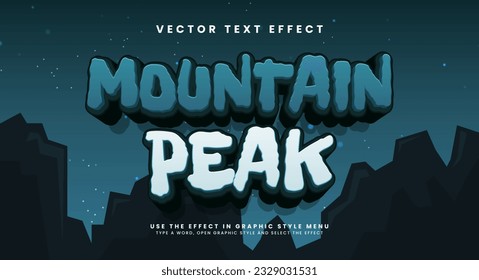 Mountain peak editable vector text effect, for the wild adventure theme.