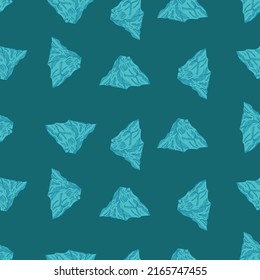 Mountain peak engraved seamless pattern. Vintage background rock landscape in hand drawn style. Vector repeated texture for print, fabric, wrapping, wallpaper, tissue.