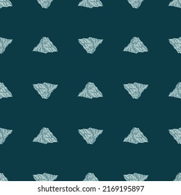 El pico de montaña grabó un patrón sin fisuras. El paisaje de fondo vintage rocoso con estilo dibujado a mano. Textura repetida vectorial para impresión, tela, envoltura, papel pintado, tejido.