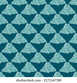 Mountain peak engraved seamless pattern. Vintage background rock landscape in hand drawn style. Vector repeated texture for print, fabric, wrapping, wallpaper, tissue.