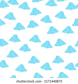 Mountain peak engraved seamless pattern. Vintage background rock landscape in hand drawn style. Vector repeated texture for print, fabric, wrapping, wallpaper, tissue.