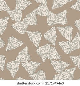 Mountain peak engraved seamless pattern. Vintage background rock landscape in hand drawn style. Vector repeated texture for print, fabric, wrapping, wallpaper, tissue.