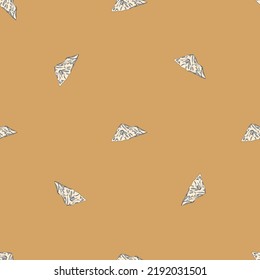Mountain peak engraved seamless pattern. Vintage rock landscape in hand drawn style. Sketch texture for fabric, wallpaper, textile, print, title, wrapping paper. Vector illustration.