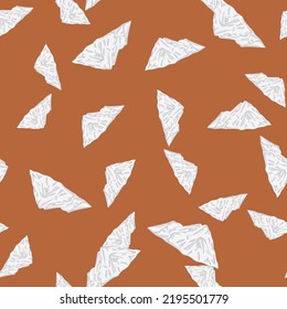 Mountain peak engraved seamless pattern. Vintage rock landscape in hand drawn style. Sketch texture for fabric, wallpaper, textile, print, title, wrapping paper. Vector illustration.
