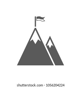 Mountain peak with flag icon