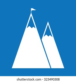 Mountain peak with flag icon
