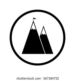 Mountain peak with flag icon