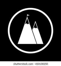 Mountain peak with flag icon