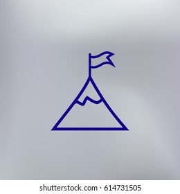 Mountain peak with flag icon