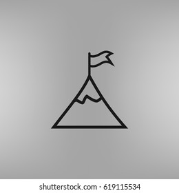 Mountain peak with flag icon