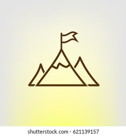 Mountain peak with flag icon