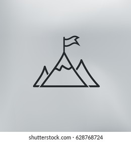 Mountain peak with flag icon