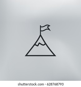 Mountain peak with flag icon