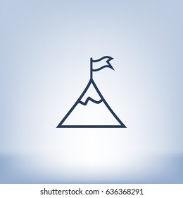 Mountain peak with flag icon