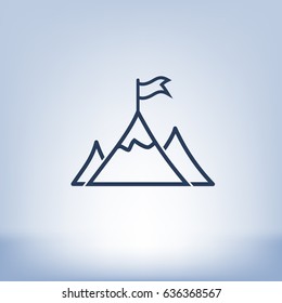 Mountain peak with flag icon