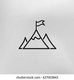 Mountain peak with flag icon