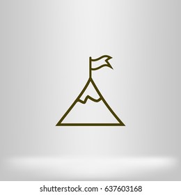Mountain peak with flag icon