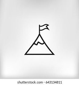 Mountain peak with flag icon