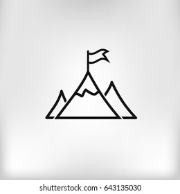 Mountain peak with flag icon