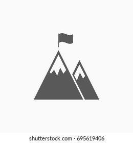 Mountain Peak With Flag Icon