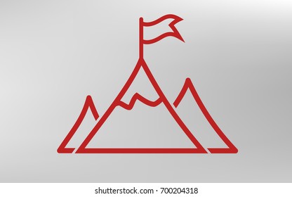 Mountain peak with flag icon