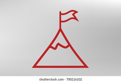 Mountain peak with flag icon