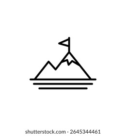 Mountain Peak Com Ícone De Bandeira Representando Realização E Sucesso
