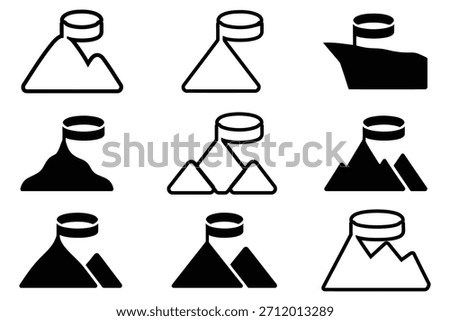 Mountain peak flag icons summit goal