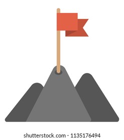 
A mountain peak with flag on top, goal achievement concept
