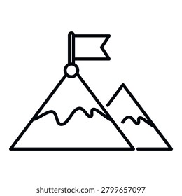 Mountain peak flag representing goal achievement success