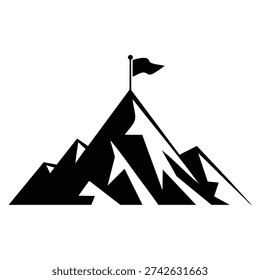 Mountain peak flag silhouette symbol vector illustration perfect for business success leadership achievement goal and adventure themed artwork